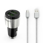 شارژر فندکی دو پورت با کابل برند الدینیو مدل C403